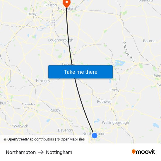 Northampton to Nottingham with public transportation