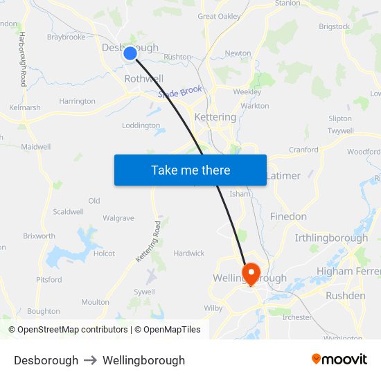 Desborough to Desborough map