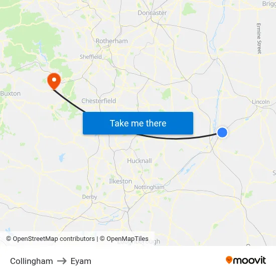 Collingham to Eyam map