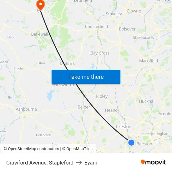 Crawford Avenue, Stapleford to Eyam map