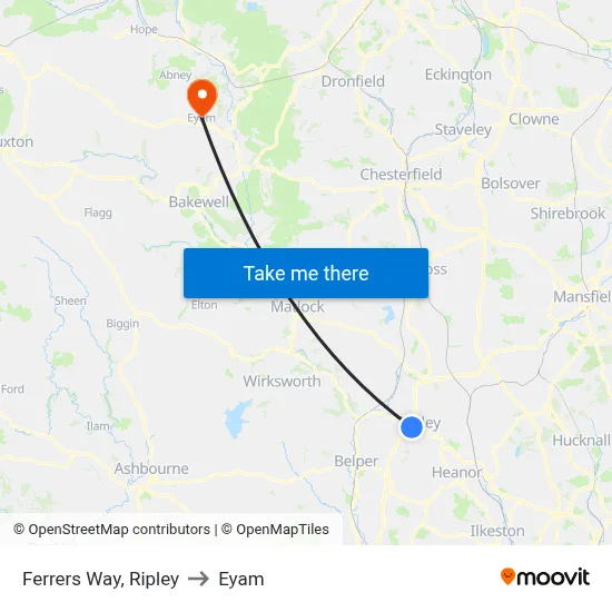 Ferrers Way, Ripley to Eyam map