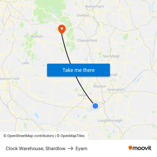 Clock Warehouse, Shardlow to Eyam map