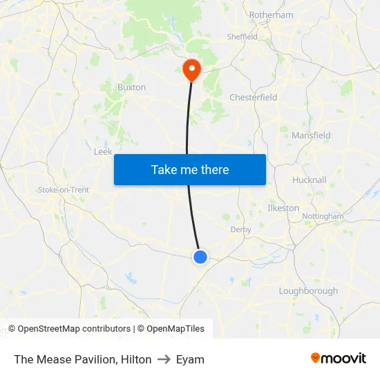 The Mease Pavilion, Hilton to Eyam map