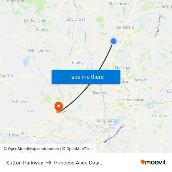 Sutton Parkway to Princess Alice Court map