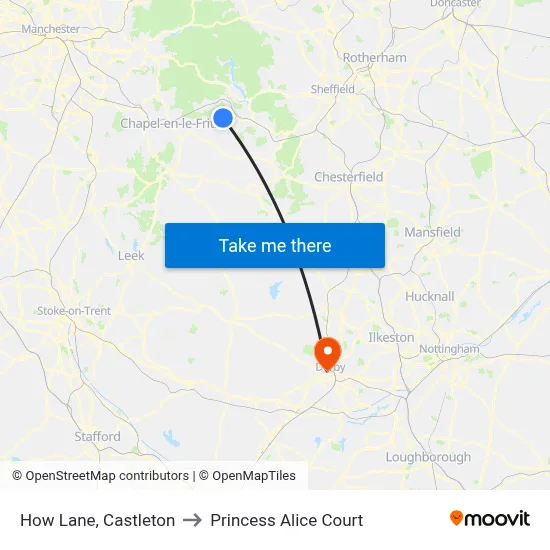 How Lane, Castleton to Princess Alice Court map