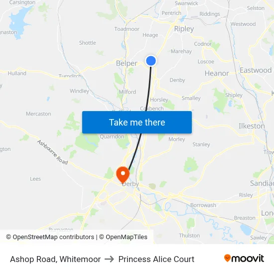 Ashop Road, Whitemoor to Princess Alice Court map