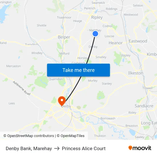 Denby Bank, Marehay to Princess Alice Court map