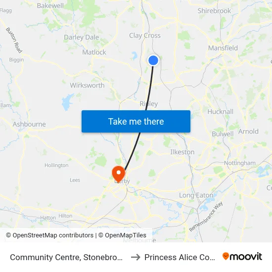 Community Centre, Stonebroom to Princess Alice Court map