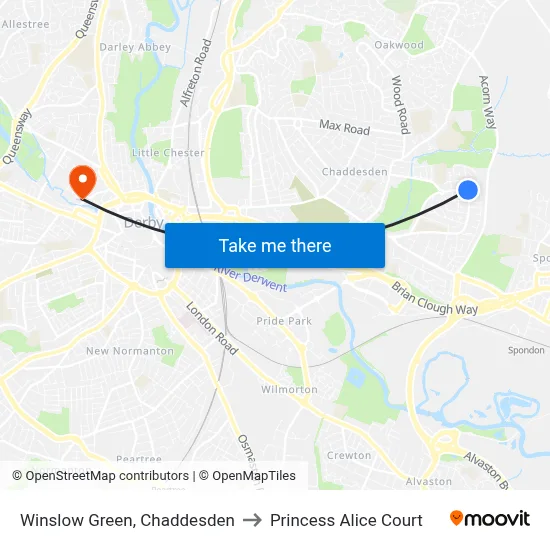 Winslow Green, Chaddesden to Princess Alice Court map