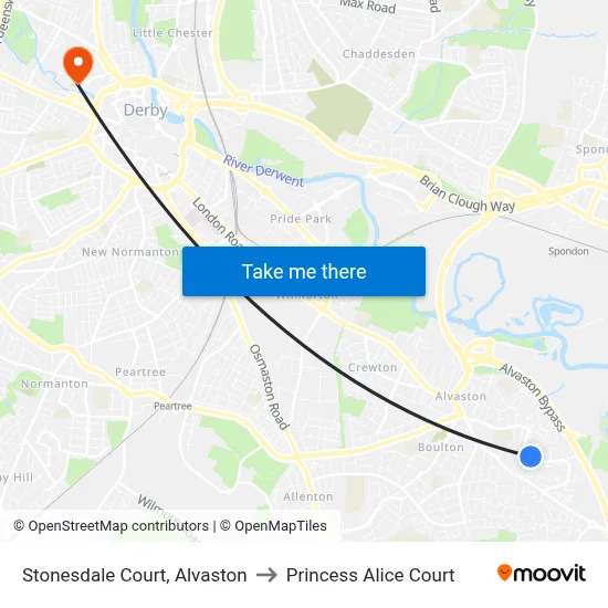 Stonesdale Court, Alvaston to Princess Alice Court map