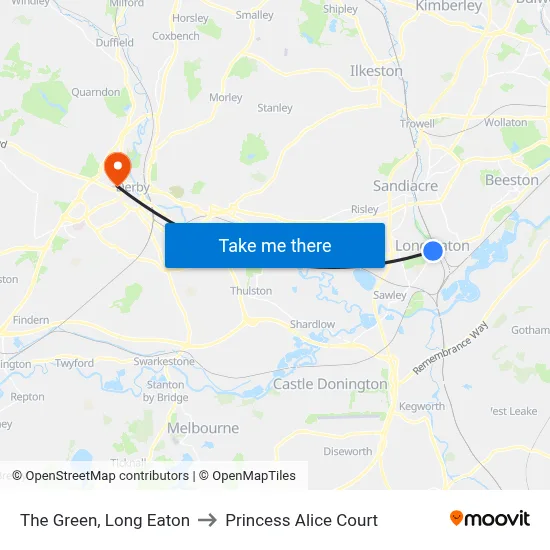 The Green, Long Eaton to Princess Alice Court map