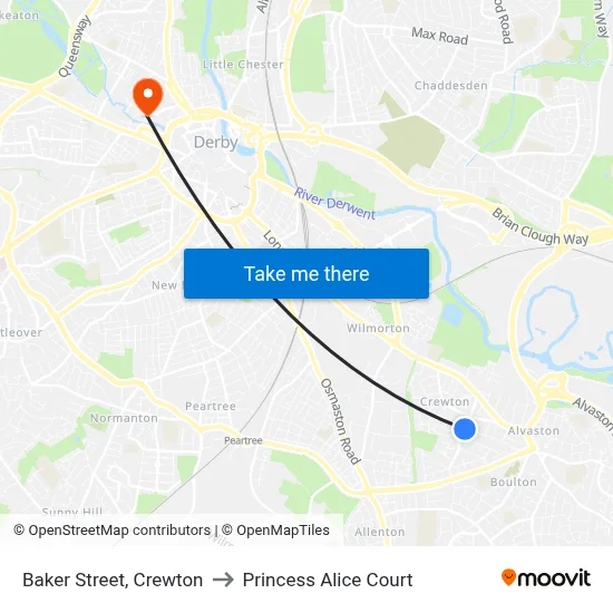 Baker Street, Crewton to Princess Alice Court map