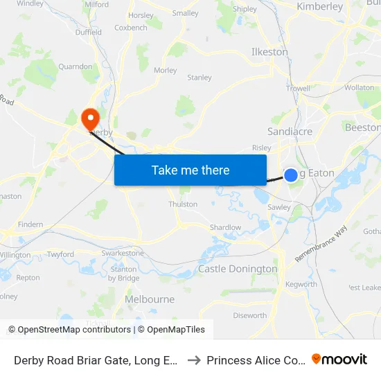 Derby Road Briar Gate, Long Eaton to Princess Alice Court map
