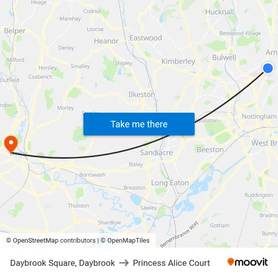 Daybrook Square, Daybrook to Princess Alice Court map
