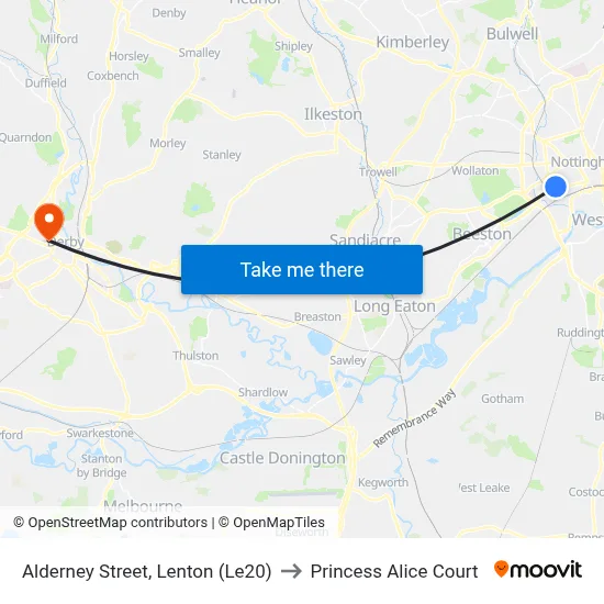 Alderney Street, Lenton (Le20) to Princess Alice Court map