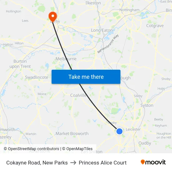 Cokayne Road, New Parks to Princess Alice Court map