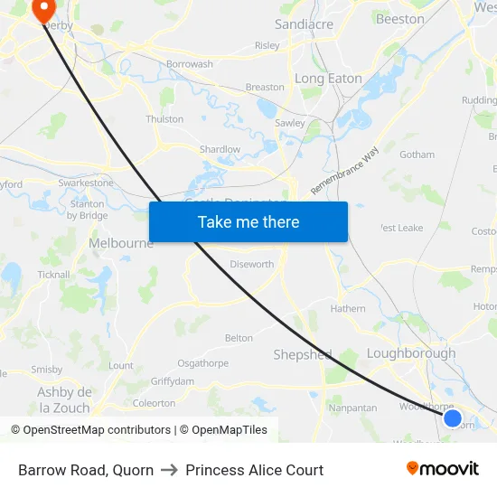 Barrow Road, Quorn to Princess Alice Court map