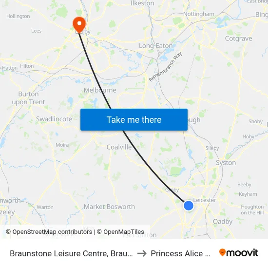 Braunstone Leisure Centre, Braunstone to Princess Alice Court map