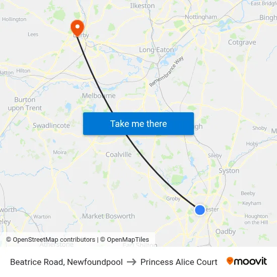 Beatrice Road, Newfoundpool to Princess Alice Court map