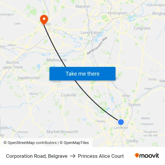 Corporation Road, Belgrave to Princess Alice Court map