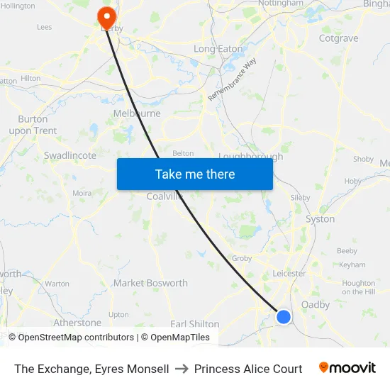 The Exchange, Eyres Monsell to Princess Alice Court map
