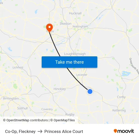Co-Op, Fleckney to Princess Alice Court map