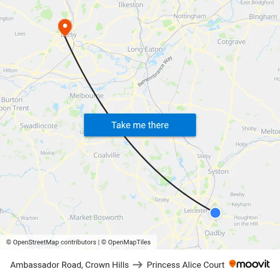 Ambassador Road, Crown Hills to Princess Alice Court map