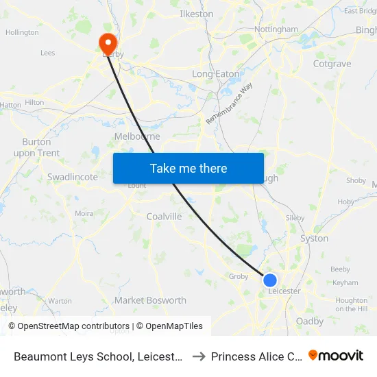 Beaumont Leys School, Leicester Frith to Princess Alice Court map