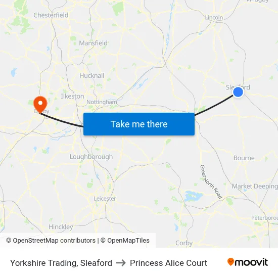 Yorkshire Trading, Sleaford to Princess Alice Court map