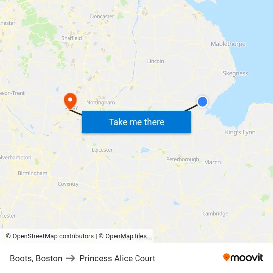 Boots, Boston to Princess Alice Court map