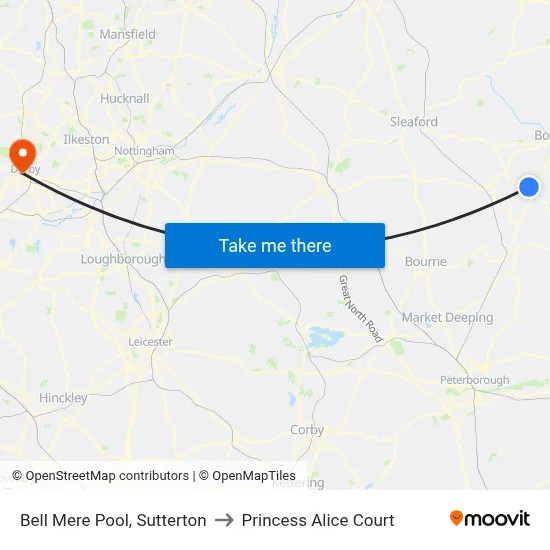 Bell Mere Pool, Sutterton to Princess Alice Court map