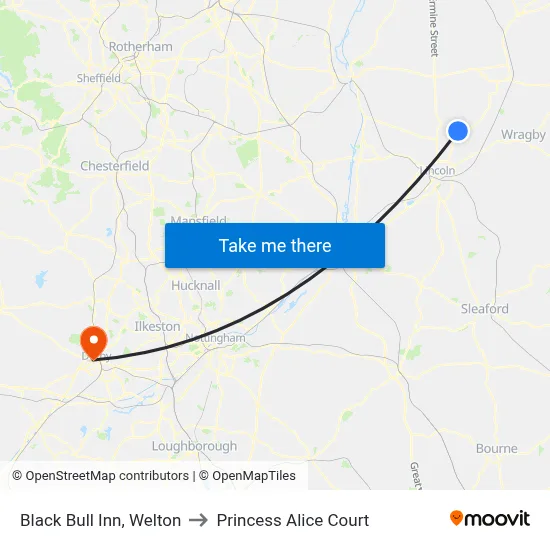 Black Bull Inn, Welton to Princess Alice Court map