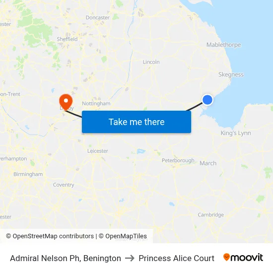 Admiral Nelson Ph, Benington to Princess Alice Court map