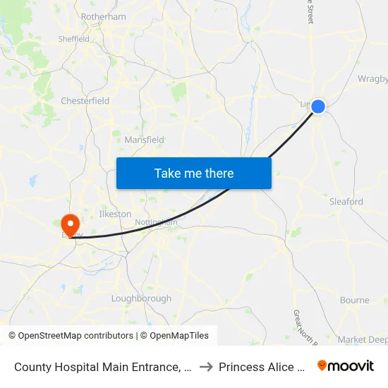 County Hospital Main Entrance, Lincoln to Princess Alice Court map