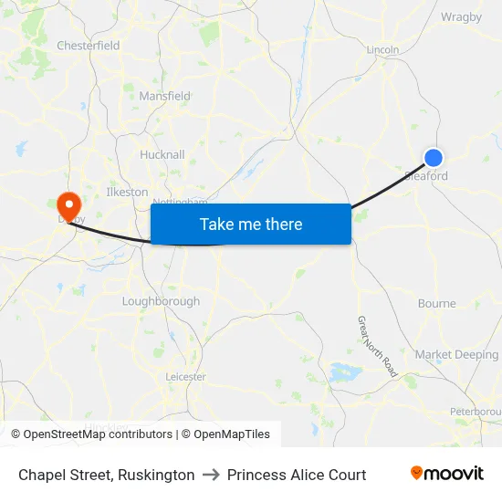 Chapel Street, Ruskington to Princess Alice Court map