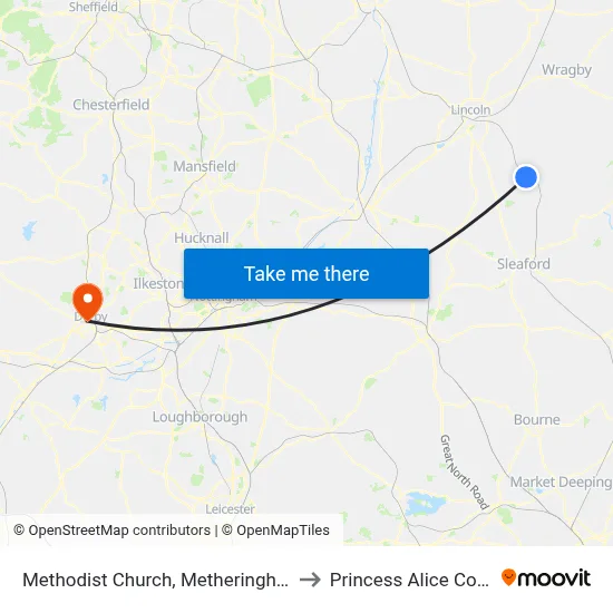 Methodist Church, Metheringham to Princess Alice Court map