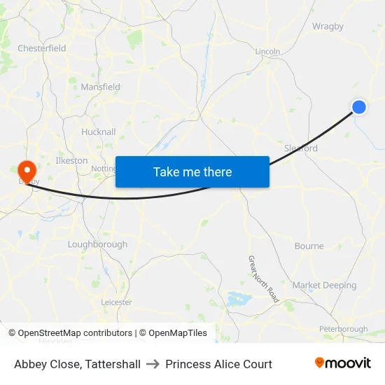 Abbey Close, Tattershall to Princess Alice Court map