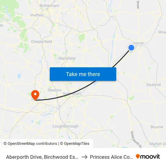 Aberporth Drive, Birchwood Estate to Princess Alice Court map
