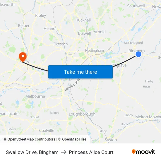 Swallow Drive, Bingham to Princess Alice Court map