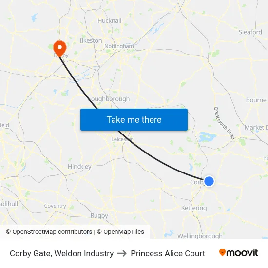 Corby Gate, Weldon Industry to Princess Alice Court map