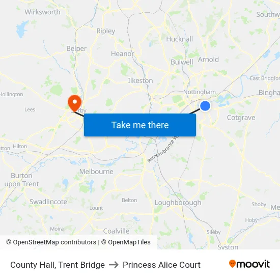 County Hall, Trent Bridge to Princess Alice Court map