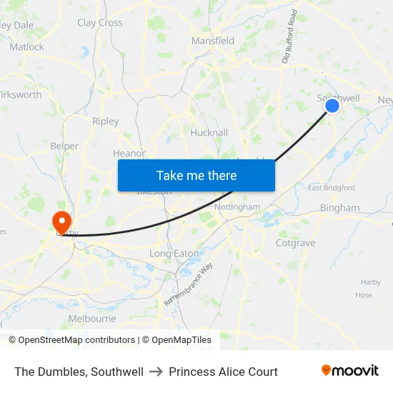 The Dumbles, Southwell to Princess Alice Court map
