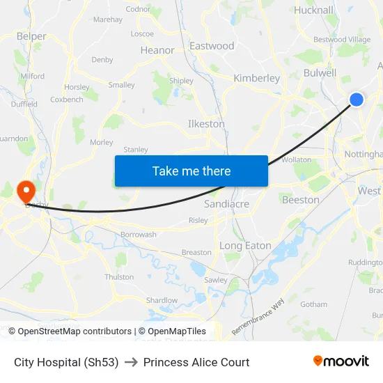 City Hospital (Sh53) to Princess Alice Court map