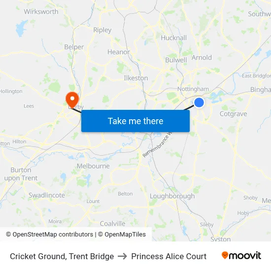 Cricket Ground, Trent Bridge to Princess Alice Court map