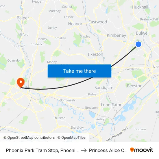 Phoenix Park Tram Stop, Phoenix Park to Princess Alice Court map