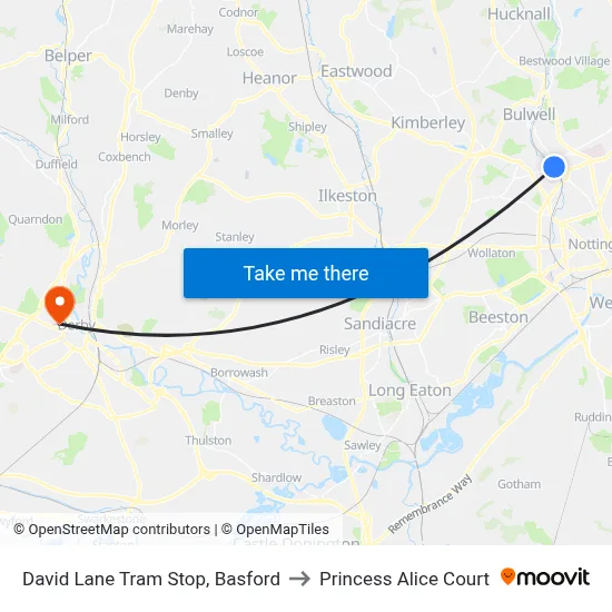 David Lane Tram Stop, Basford to Princess Alice Court map