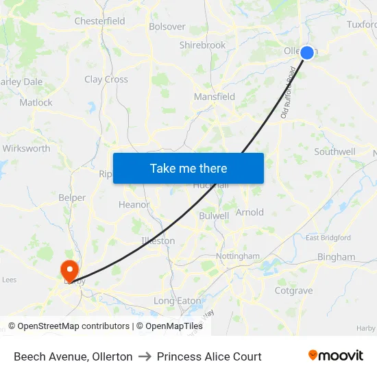Beech Avenue, Ollerton to Princess Alice Court map