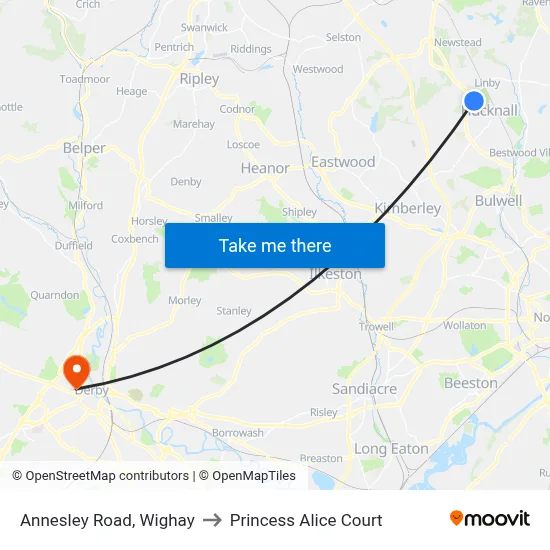 Annesley Road, Wighay to Princess Alice Court map