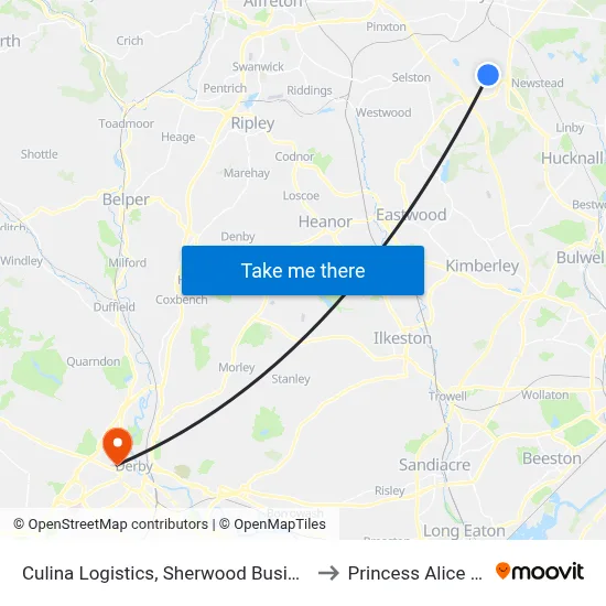 Culina Logistics, Sherwood Business Park to Princess Alice Court map