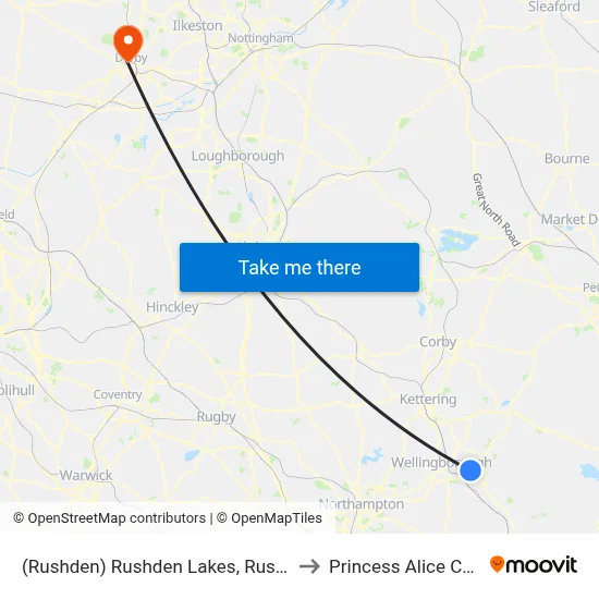 (Rushden) Rushden Lakes, Rushden to Princess Alice Court map
